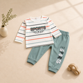 Boys' Sports Striped 2-Piece Set – Printed T-Shirt & Jogger Pants