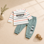Boys' Sports Striped 2-Piece Set – Printed T-Shirt & Jogger Pants