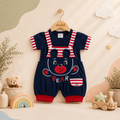 Boys' Bear Design 2-Piece Romper Set – T-Shirt & Embroidered Romper